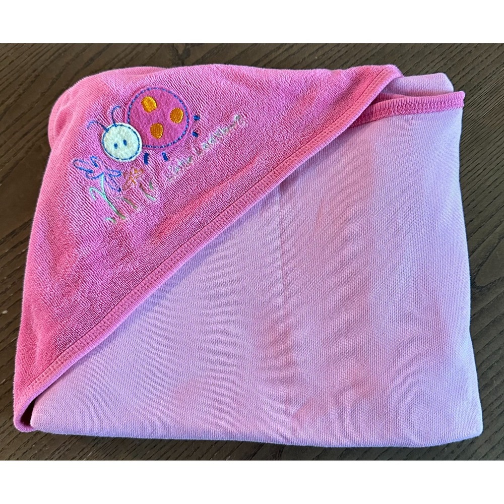 Vintage Carter's‎ Little Ladybug Pink Terry Hood Hooded Towel Blanket Baby Girl